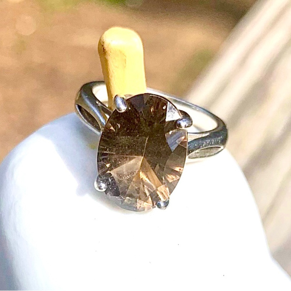 Smoky Topaz SS RING. SZ 6 - Picture 2 of 5